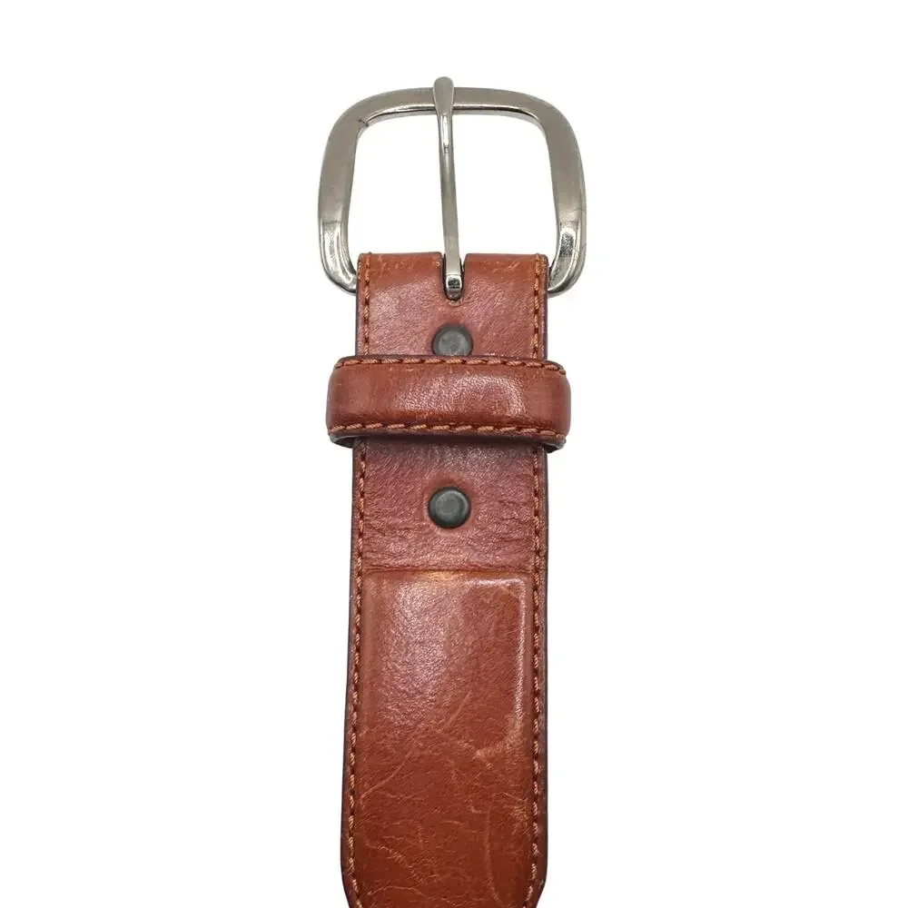 Silver Creek | Men | Vintage Banded Western Silver Medallion Leather Belt | 36